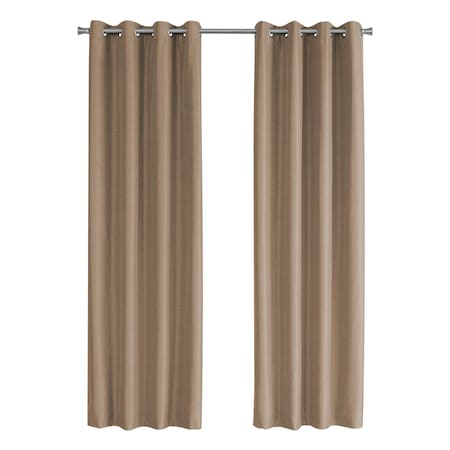 Monarch Specialties Curtain Panel Set, 54"W X 84"L, Grommet, Bedroom, Kitchen, Thermal Insulation, Brown, PK2 I 9838